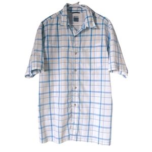 Columbia Men's Titanium Plaid Short Sleeve Button Down Untucked Shirt XL
